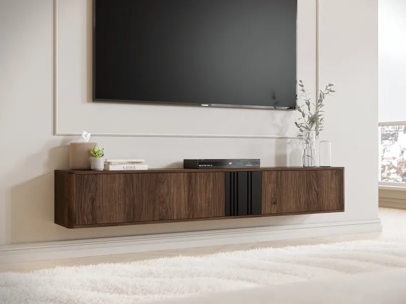 Zalricus TV-bänk 190x30 cm - Svart, valnöt - Möbler - Vardagsrum - Tv-möbler & mediamöbler - Tv-bänkar