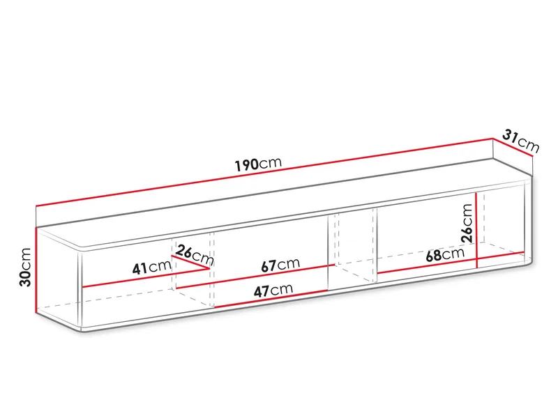 Zalricus TV-bänk 190x30 cm - Svart, valnöt - Möbler - Vardagsrum - Tv-möbler & mediamöbler - Tv-bänkar