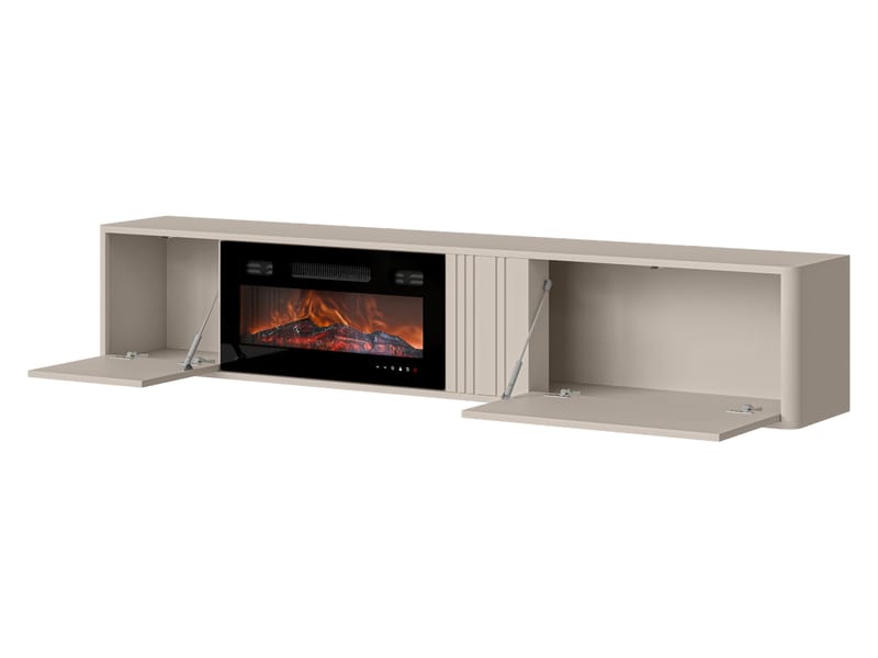 Zalricus TV-bänk LED-Flamma 190x36 cm - Svart, valnöt - M öbler - Vardagsrum - Tv-möbler & mediamöbler - Tv-bänkar