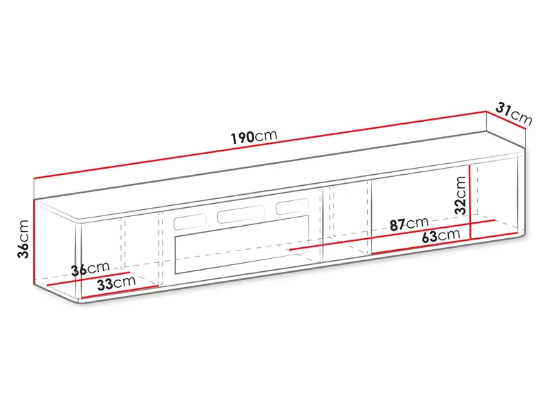 Zalricus TV-bänk LED-Flamma 190x36 cm - Svart, valnöt - Möbler - Vardagsrum - Tv-möbler & mediamöbler - Tv-bänkar
