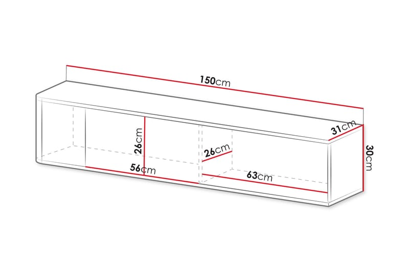 Zalricus Vägghängd TV Bänk 150 cm med Förvaring i Målat Trä - Beige - Möbler - Vardagsrum - Tv-möbler & mediamöbler - Tv-bänkar
