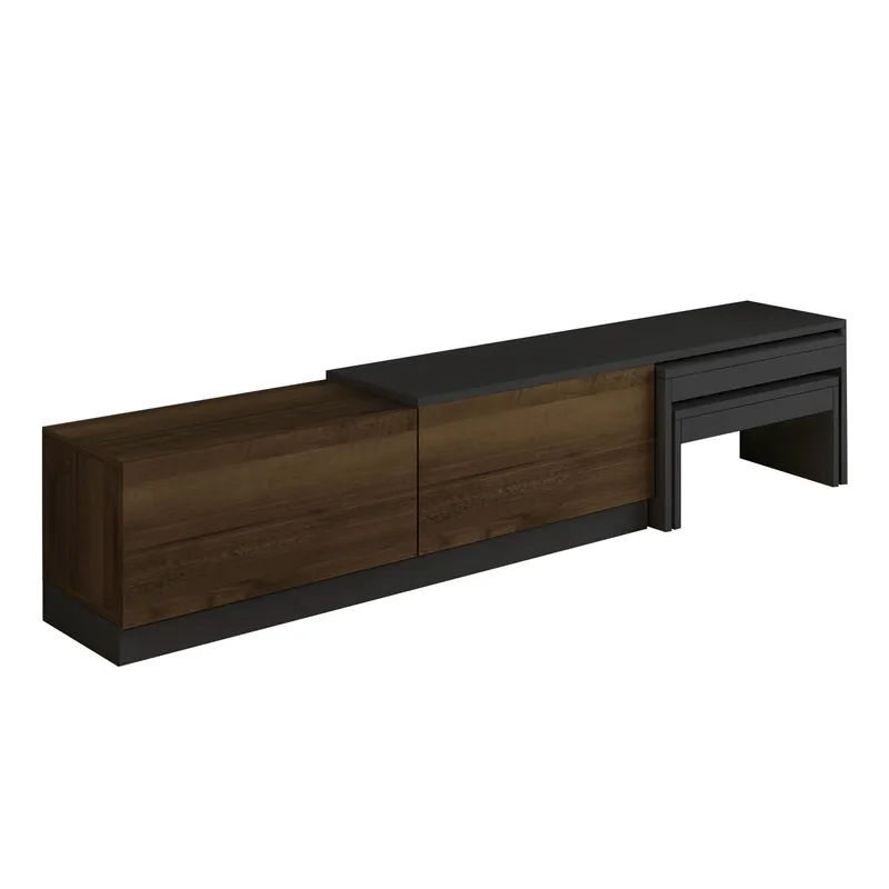 Zalven TV-bänk 180x36x30 cm - antracit och antik valnöt - Möbler - Vardagsrum - Tv-möbler & mediamöbler - Tv-bänkar