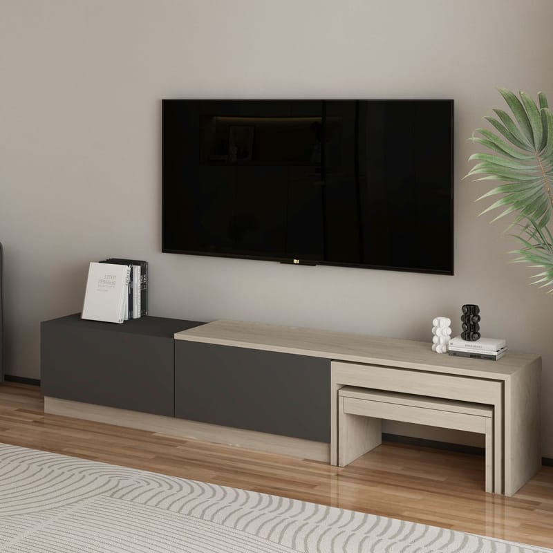 Zalven TV-bänk 180x36x30 cm - travertin och antracit - Möbler - Vardagsrum - Tv-möbler & mediamöbler - Tv-bänkar