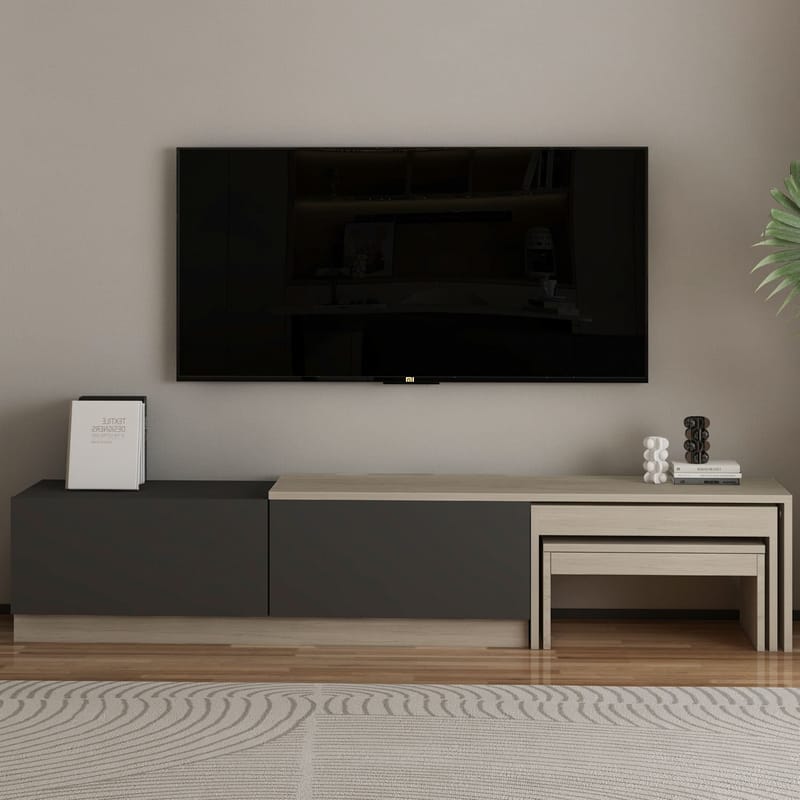 Zalven TV-bänk 180x36x30 cm - travertin och antracit - Möbler - Vardagsrum - Tv-möbler & mediamöbler - Tv-bänkar