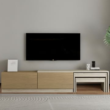 Zalven TV-bänk 180x36x30 cm - travertin och varm ek - Möbler - Vardagsrum - Tv-möbler & mediamöbler - Tv-bänkar