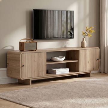 Zavio TV-bänk 180 cm med Förvaring, Trä- och Ekutseende - Natur - Möbler - Vardagsrum - Tv-möbler & mediamöbler - Tv-bänkar