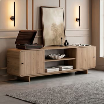 Zavio TV-bänk 180 cm med Förvaring, Trä- och Ekutseende - Natur - Möbler - Vardagsrum - Tv-möbler & mediamöbler - Tv-bänkar