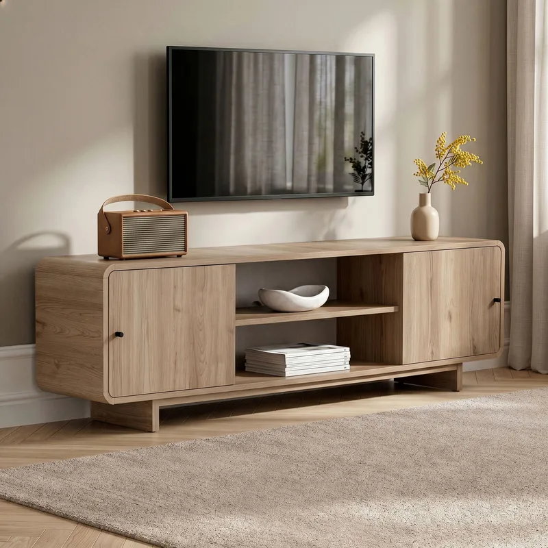 Zavio TV-bänk med Förvaring 180x52x34 cm - Ek - Möbler - Vardagsrum - Tv-möbler & mediamöbler - Tv-bänkar