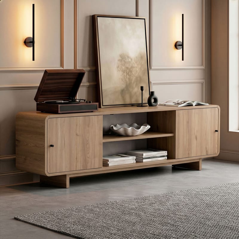 Zavio TV-bänk med Förvaring 180x52x34 cm - Ek - Möbler - Vardagsrum - Tv-möbler & mediamöbler - Tv-bänkar