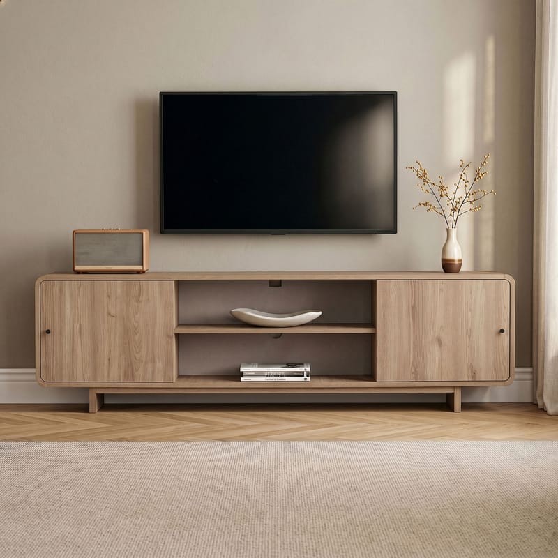 Zavio TV-bänk med Förvaring 180x52x34 cm - Ek - Möbler - Vardagsrum - Tv-möbler & mediamöbler - Tv-bänkar
