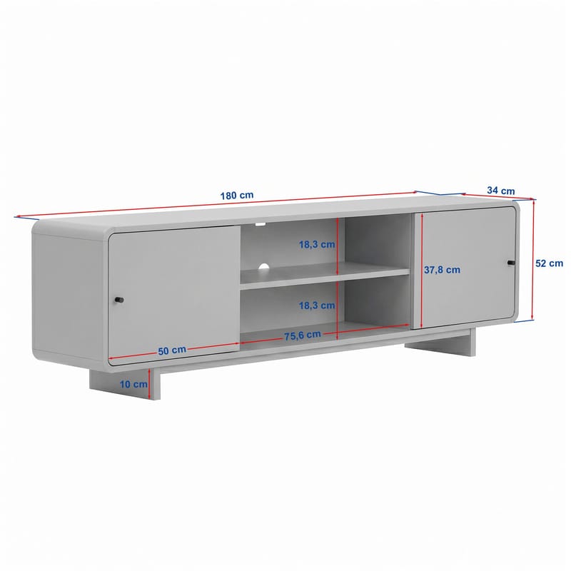 Zavio TV-bänk med Förvaring 180x52x34 cm - Valnöt - Möbler - Vardagsrum - Tv-möbler & mediamöbler - Tv-bänkar