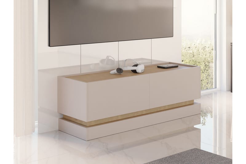 Zelric Golvstående Tv-bänk 150 cm med Förvaring i Trä - Beige - Möbler - Vardagsrum - Tv-möbler & mediamöbler - Tv-bänkar