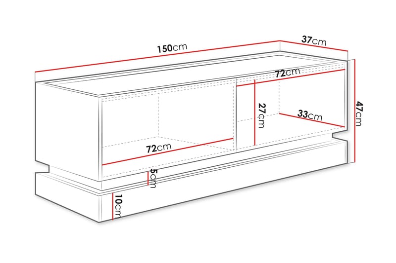 Zelric Tv-bänk 150 cm - Svart - Möbler - Vardagsrum - Tv-möbler & mediamöbler - Tv-bänkar