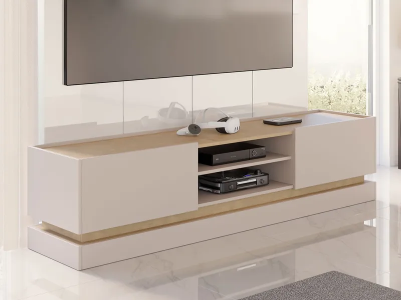 Zelric Tv-bänk 200 cm - Beige - Möbler - Vardagsrum - Tv-möbler & mediamöbler - Tv-bänkar