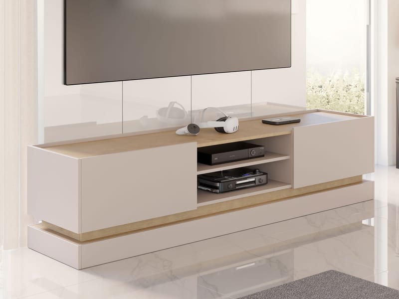 Zelric Tv-bänk 200 cm - Beige - Möbler - Vardagsrum - Tv-möbler & mediamöbler - Tv-bänkar