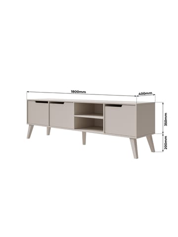 Zelto Golvstående Tv Bänk 180 cm med Förvaring i Målat Trä - Beige - Möbler - Vardagsrum - Tv-möbler & mediamöbler - Tv-bänkar