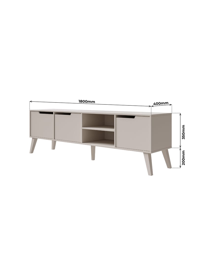 Zelto Golvstående Tv Bänk 180 cm med Förvaring i Målat Trä - Beige - Möbler - Vardagsrum - Tv-möbler & mediamöbler - Tv-bänkar
