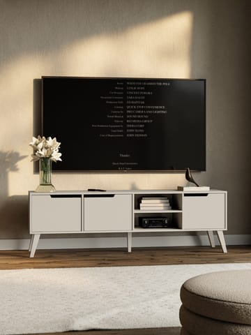 Zelto Golvstående Tv Bänk 180 cm med Förvaring i Målat Trä - Beige - Möbler - Vardagsrum - Tv-möbler & mediamöbler - Tv-bänkar