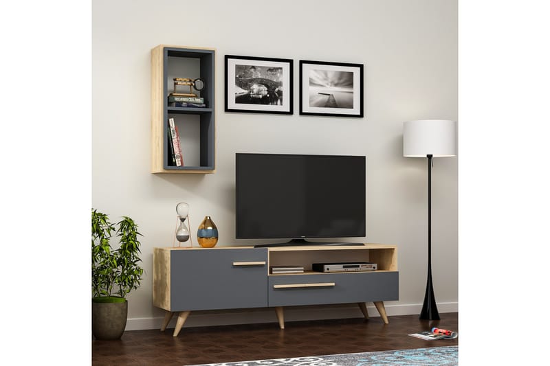 ZERA Tv-möbelset 150x35 cm Brun/Svart - Möbler - Vardagsrum - Tv-möbler & mediamöbler - Tv-möbelset