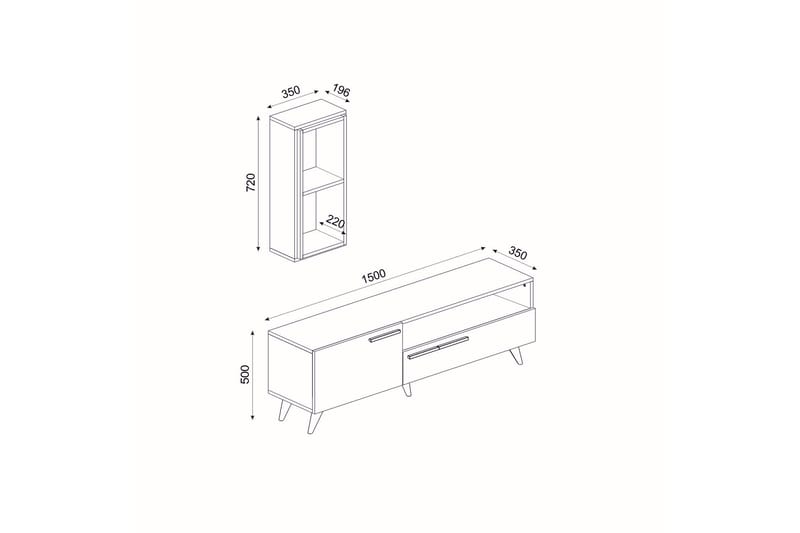 ZERA Tv-möbelset 150x35 cm Brun/Vit - Möbler - Vardagsrum - Tv-möbler & mediamöbler - Tv-möbelset