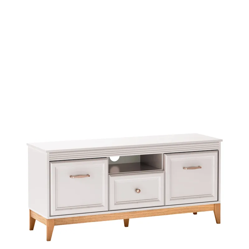 Zeylor Golvstående Tv Bänk 136 cm med Förvaring i Ek, Beige