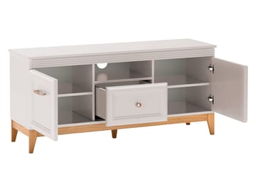 Zeylor Golvstående Tv Bänk 136 cm med Förvaring i Ek - Beige - Möbler - Vardagsrum - Tv-möbler & mediamöbler - Tv-bänkar
