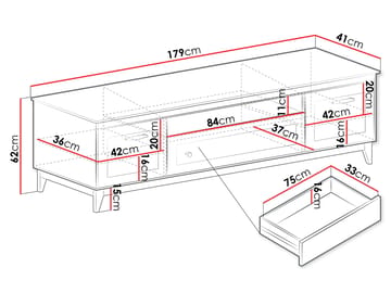 Zeylor Golvstående Tv Bänk 179 cm med Förvaring i Målat Trä - Beige - Möbler - Vardagsrum - Tv-möbler & mediamöbler - Tv-bänkar