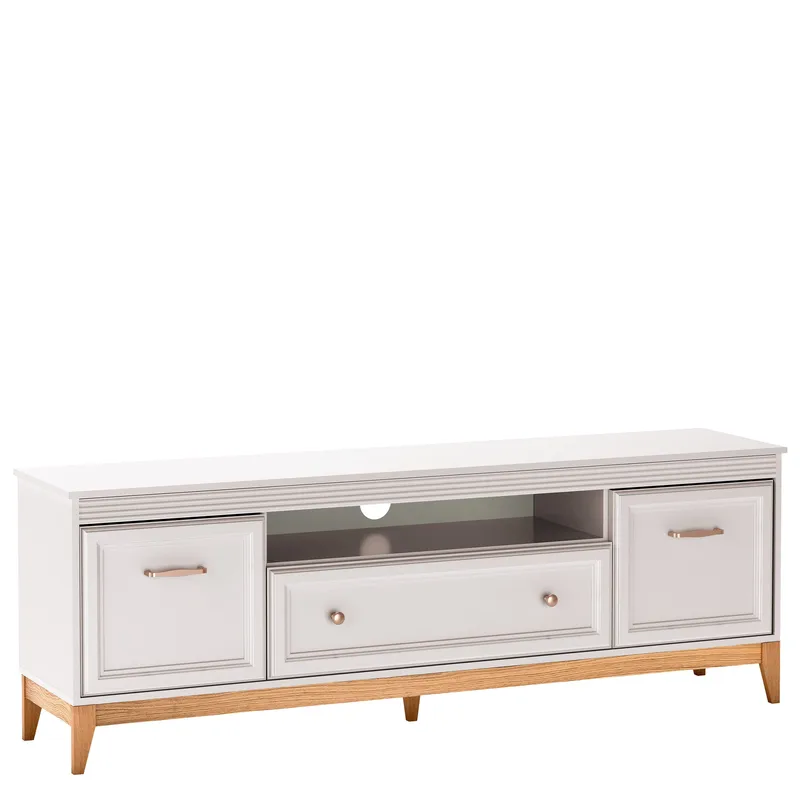 Zeylor Golvstående Tv Bänk 179 cm med Förvaring i Målat Trä, Beige