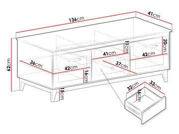 Zeylor Tv-Bänk 136 cm - Möbler - Vardagsrum - Tv-möbler & mediamöbler - Tv-bänkar