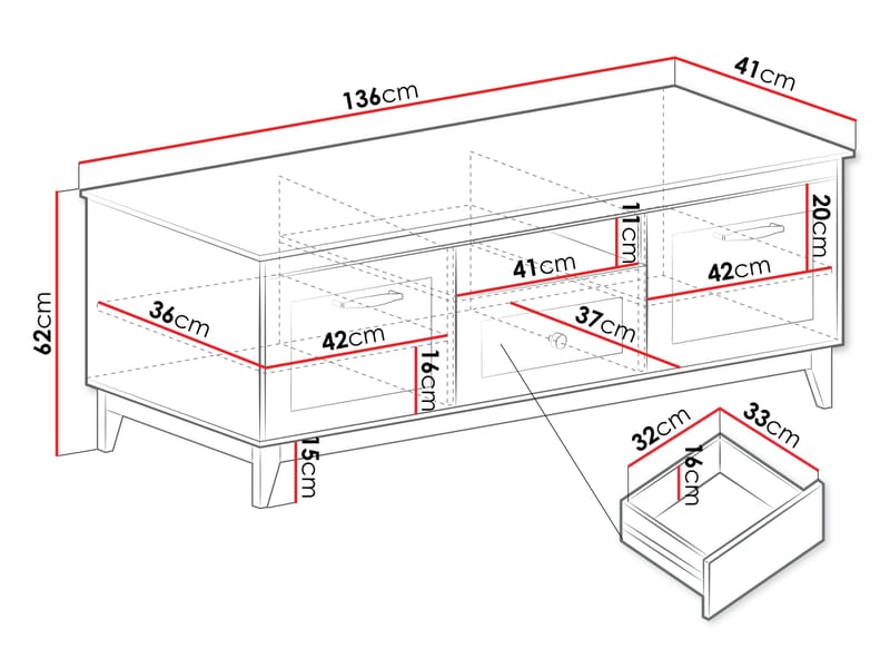 Zeylor Tv-Bänk 136 cm - Möbler - Vardagsrum - Tv-möbler & mediamöbler - Tv-bänkar