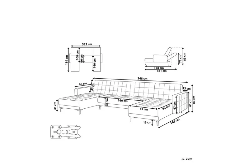 U-formad soffa med fotpall Aberdeen Grå/Silver - Grå/Silver - Möbler - Vardagsrum - Soffgrupper