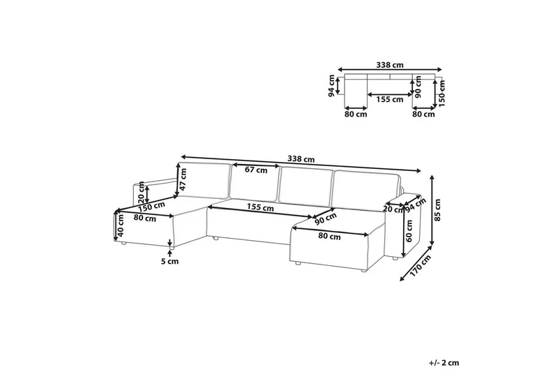 U-formad soffa Vatne Brun/Svart - Brun/Svart - Möbler - Vardagsrum - Soffgrupper