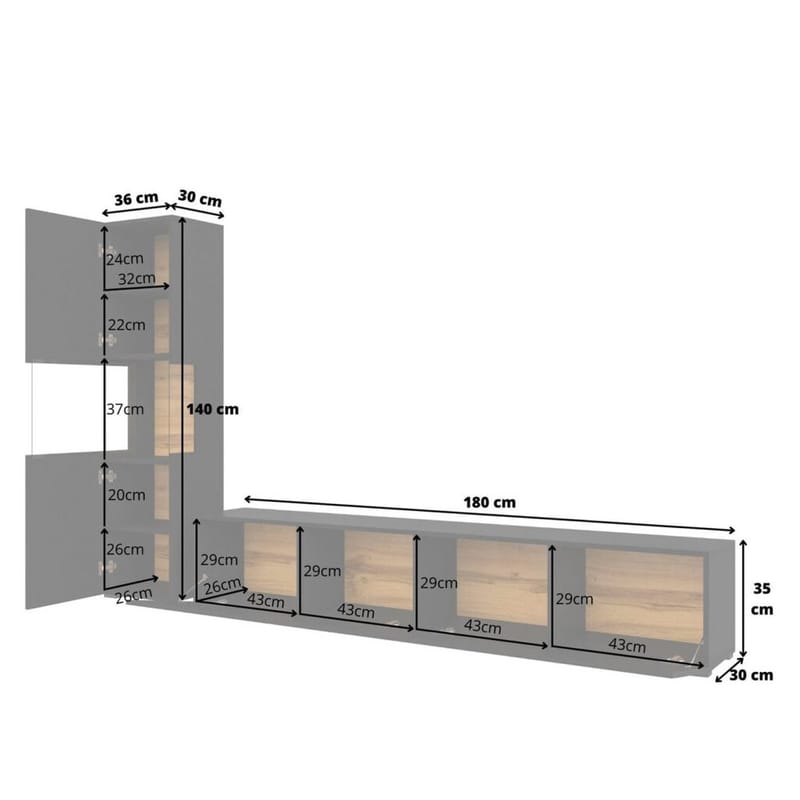 Väggenhet Ava 2 delar (05+40) - Svart onyx - Möbler - Vardagsrum - Möbelset för vardagsrum