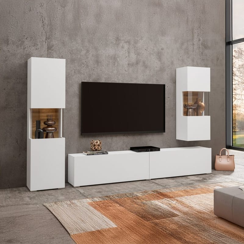 Väggenhet Ava 3 delar (05+07+40) - Vit - Möbler - Vardagsrum - Möbelset för vardagsrum