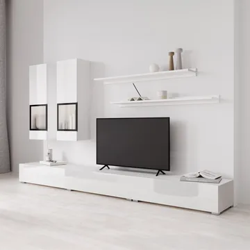 Väggenhet Baros - Vit Laminat - Möbler - Vardagsrum - Möbelset för vardagsrum
