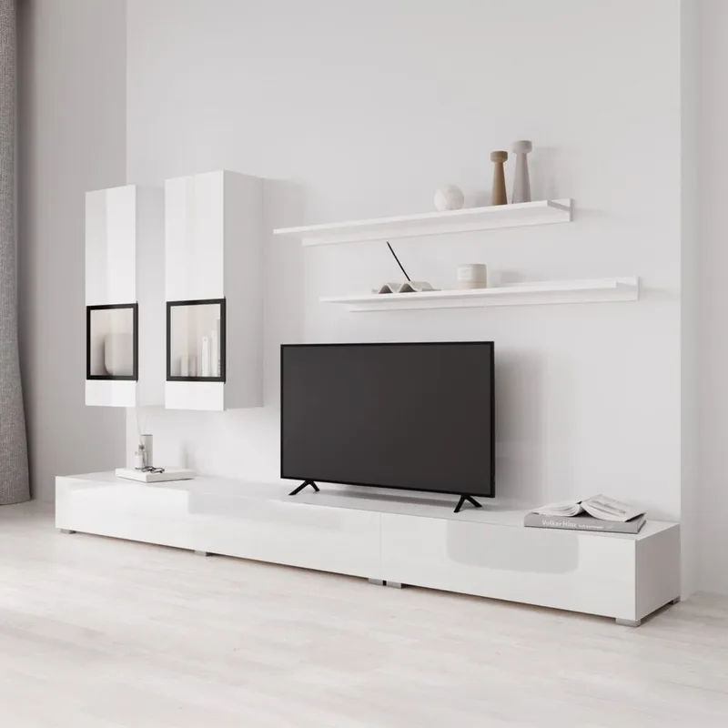 Väggenhet Baros - Vit Laminat - Möbler - Vardagsrum - Möbelset för vardagsrum