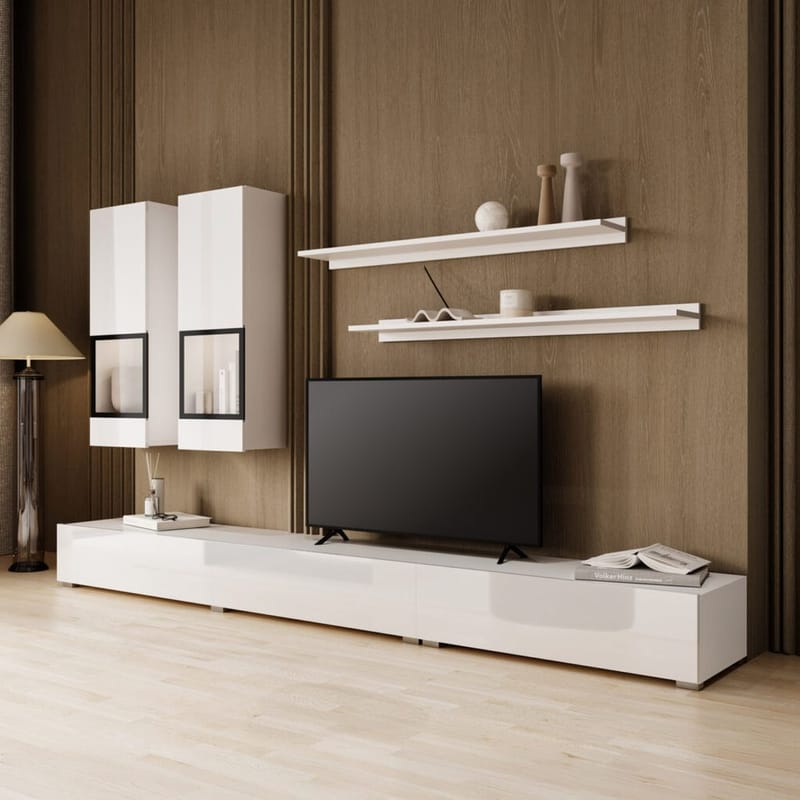 Väggenhet Baros - Vit Laminat - Möbler - Vardagsrum - Möbelset för vardagsrum