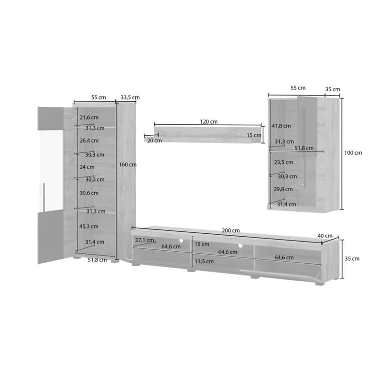 Väggenhet Roger 4 delar - Wotan Ek - Möbler - Vardagsrum - Möbelset för vardagsrum