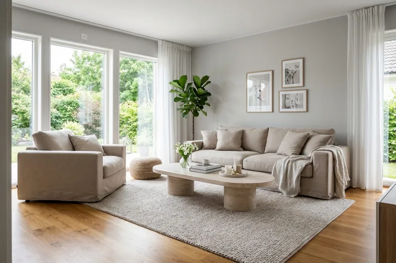 Valencia Extra Djup 3-sits soffa + fåtölj med avtagbar och tvättbar klädsel - Ljusbrun - Möbler - Vardagsrum - Soffgrupper