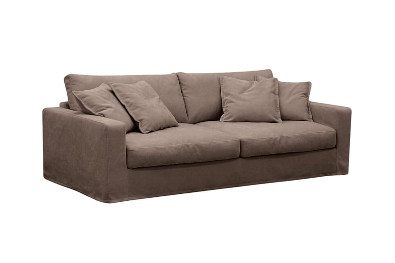 Valencia Extra Djup 3-sits soffa + fåtölj med avtagbar och tvättbar klädsel - Mörkbrun - Möbler - Vardagsrum - Soffgrupper