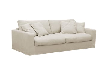 Valencia Extra Djup 3-sits soffa + fotpall med avtagbar och tvättbar klädsel - Beige - Möbler - Vardagsrum - Soffor