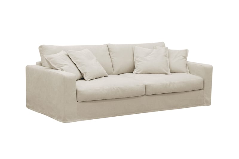 Valencia Extra Djup 3-sits soffa + fotpall med avtagbar och tvättbar klädsel - Beige - Möbler - Vardagsrum - Soffgrupper