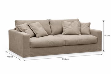 Valencia Extra Djup 3-sits soffa + fotpall med avtagbar och tvättbar klädsel - Brun - Möbler - Vardagsrum - Soffor - 3-sits soffor