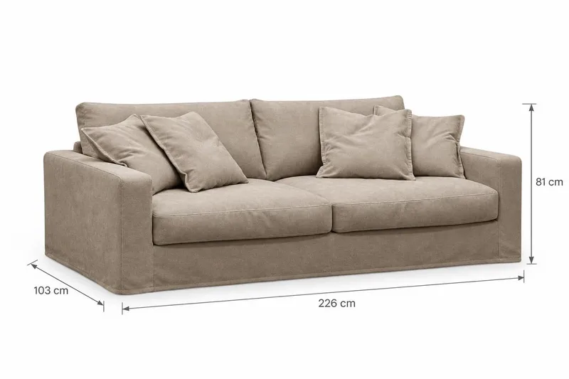 Valencia Extra Djup 3-sits soffa + fotpall med avtagbar och tvättbar klädsel - Brun - Möbler - Vardagsrum - Soffor - 3-sits soffor