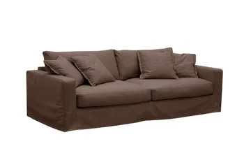 Valencia Extra Djup 3-sits soffa + fotpall med avtagbar och tvättbar klädsel - Mörkbrun - Möbler - Vardagsrum - Soffor