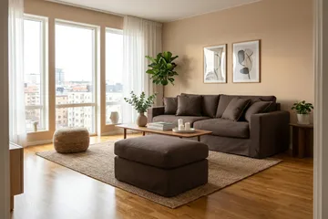 Valencia Extra Djup 3-sits soffa + fotpall med avtagbar och tvättbar klädsel - Mörkbrun - Möbler - Vardagsrum - Soffor