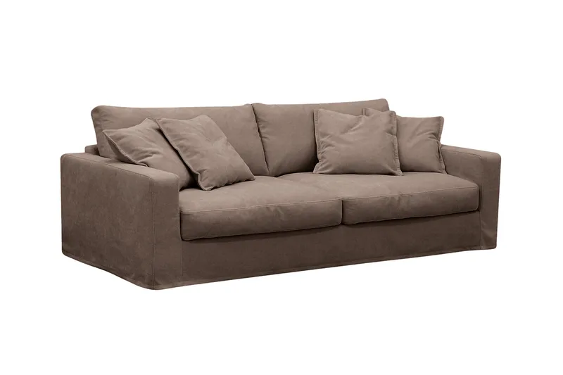 Valencia Extra Djup 3-sits soffa + fotpall med avtagbar och tvättbar klädsel - Mörkbrun - Möbler - Vardagsrum - Soffor