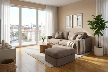 Valencia Extra Djup 3-sits soffa + fotpall med avtagbar och tvättbar klädsel - Mörkbrun - Möbler - Vardagsrum - Soffor