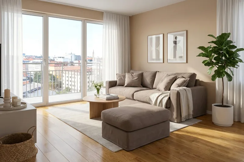 Valencia Extra Djup 3-sits soffa + fotpall med avtagbar och tvättbar klädsel - Mörkbrun - Möbler - Vardagsrum - Soffor