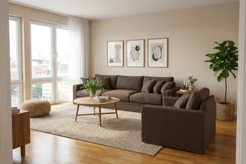 Valencia Extra Djup 5-sits soffa + fåtölj med avtagbar och tvättbar klädsel - Mörkbrun - Möbler - Vardagsrum - Soffgrupper